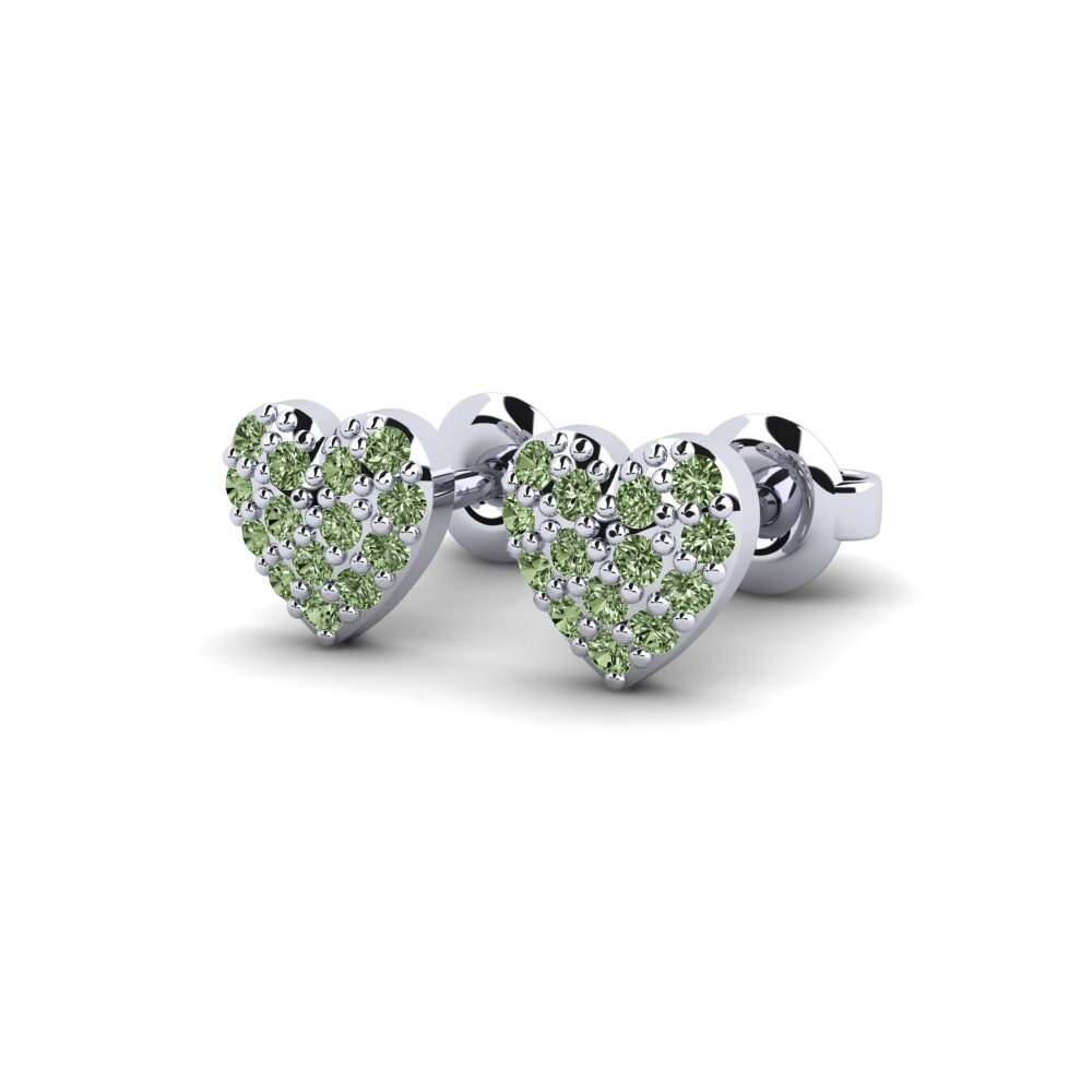 White Silver Green Diamond Earring Kalanchoe Daughter