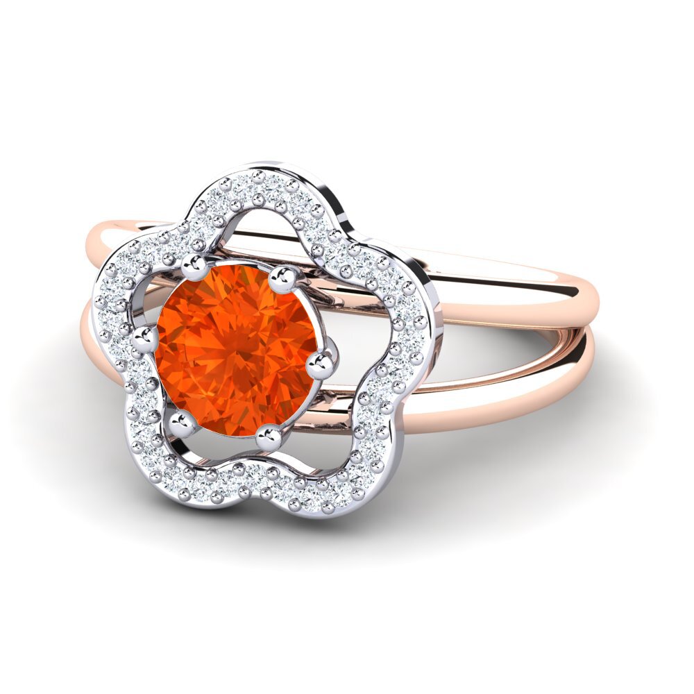 14ct Rose & White Gold Fire Opal Ring Kalidah