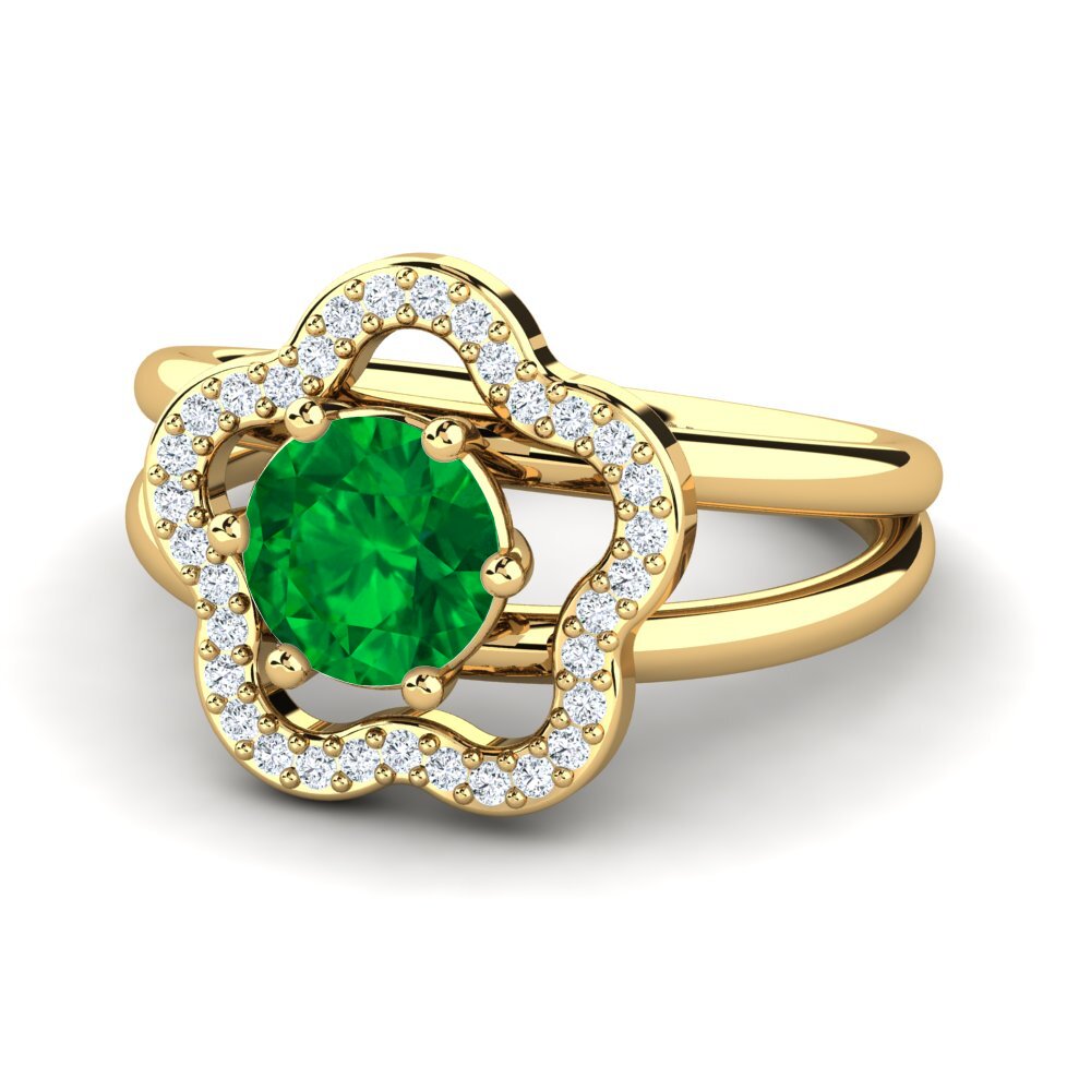 14ct Yellow Gold Emerald (Lab Created) Ring Kalidah