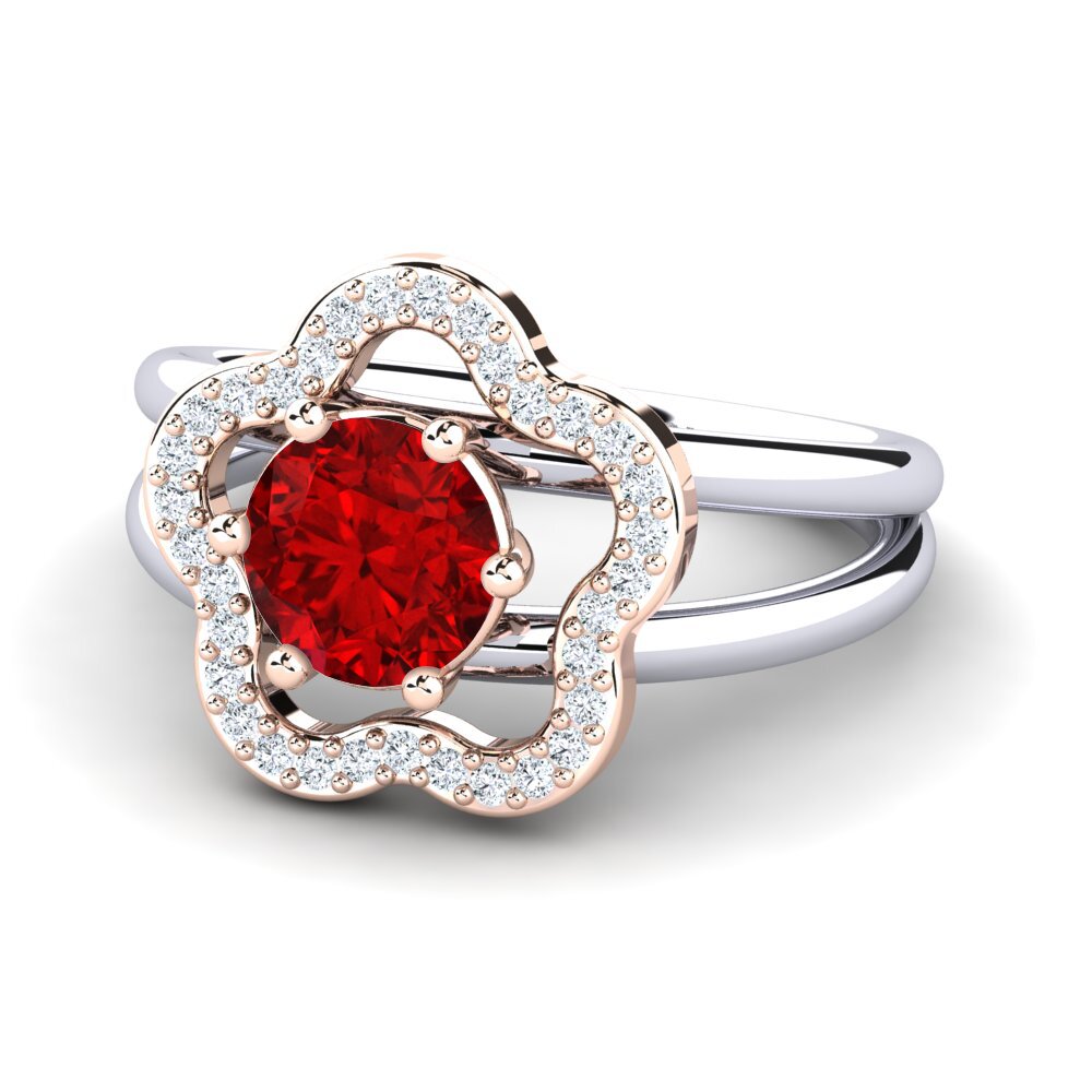 14k Oro Blanco & Rosa Rubí (Creado en laboratorio) Anillo Kalidah