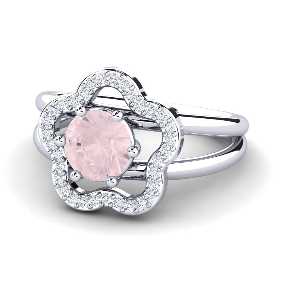 Or Blanc 9k Quartz Rose Bague Kalidah