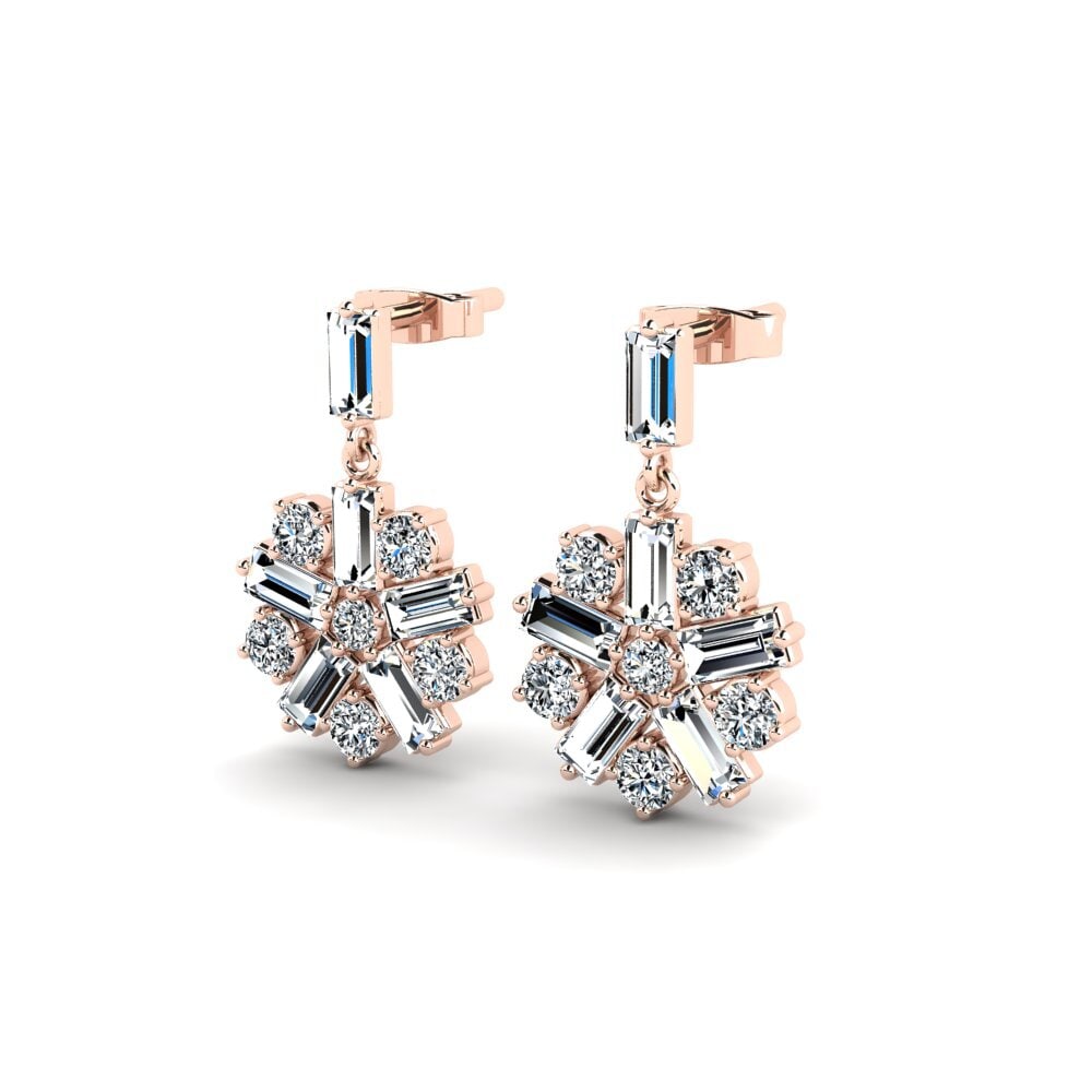 14k Oro Rosa Baguette Pendiente de mujer Kalidas