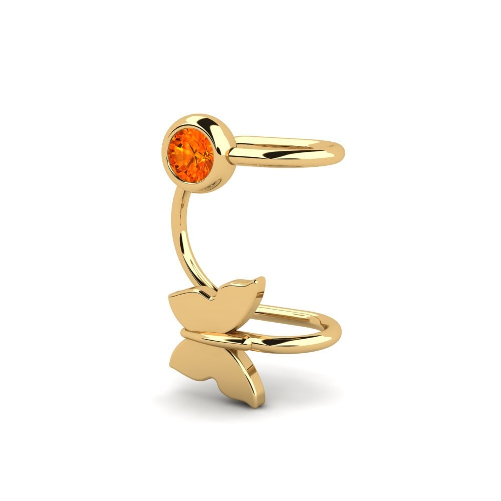 14ct Yellow Gold Orange Sapphire Women's Earring Kalista