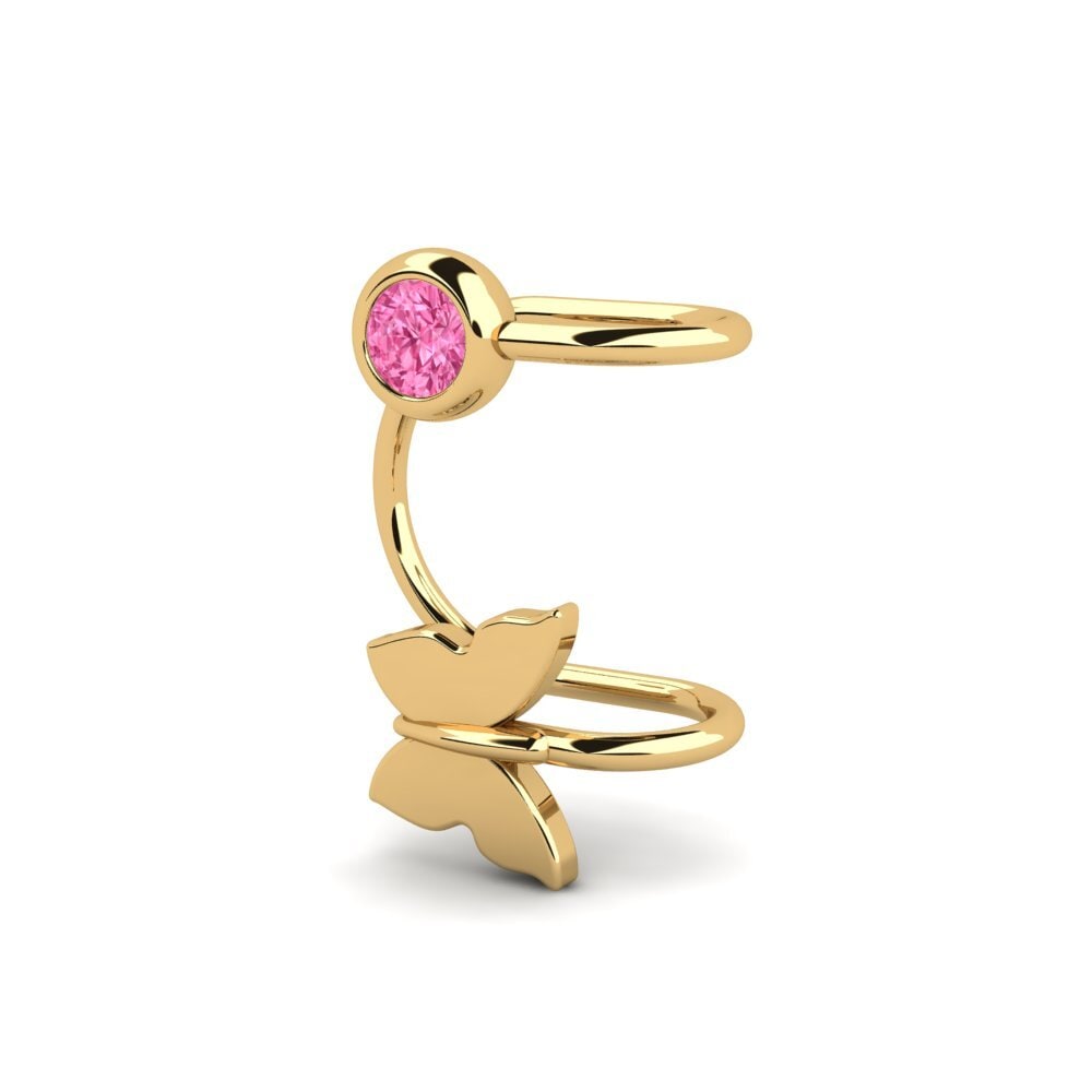 9k Oro Amarillo Zafiro Rosado Pendiente de mujer Kalista