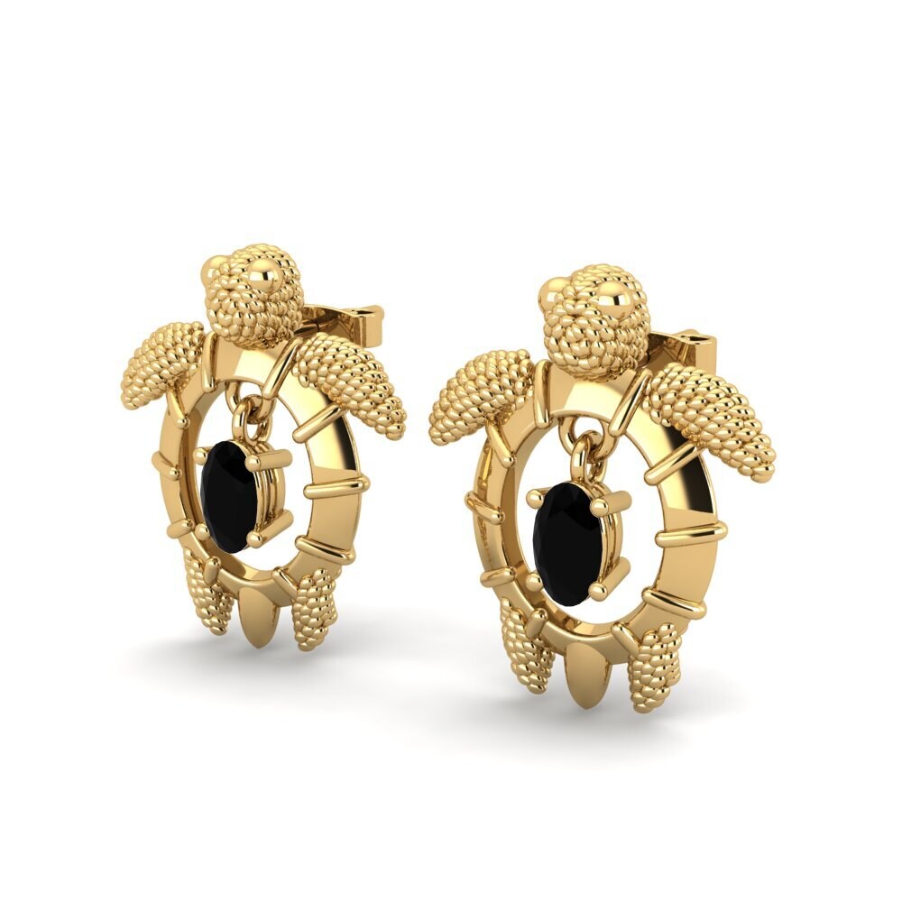 Ovalado Diamante Negro Pendiente de mujer Karachi