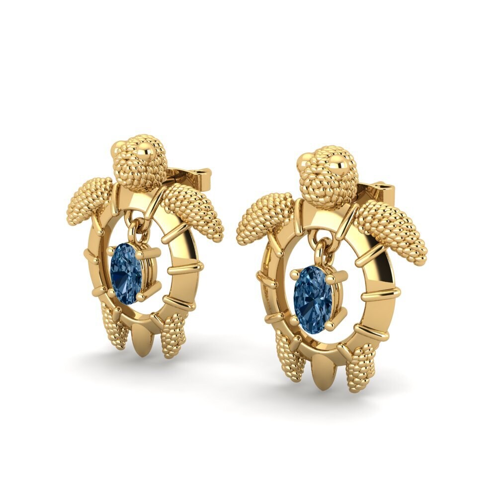 Ovalado Diamante Azul Pendiente de mujer Karachi