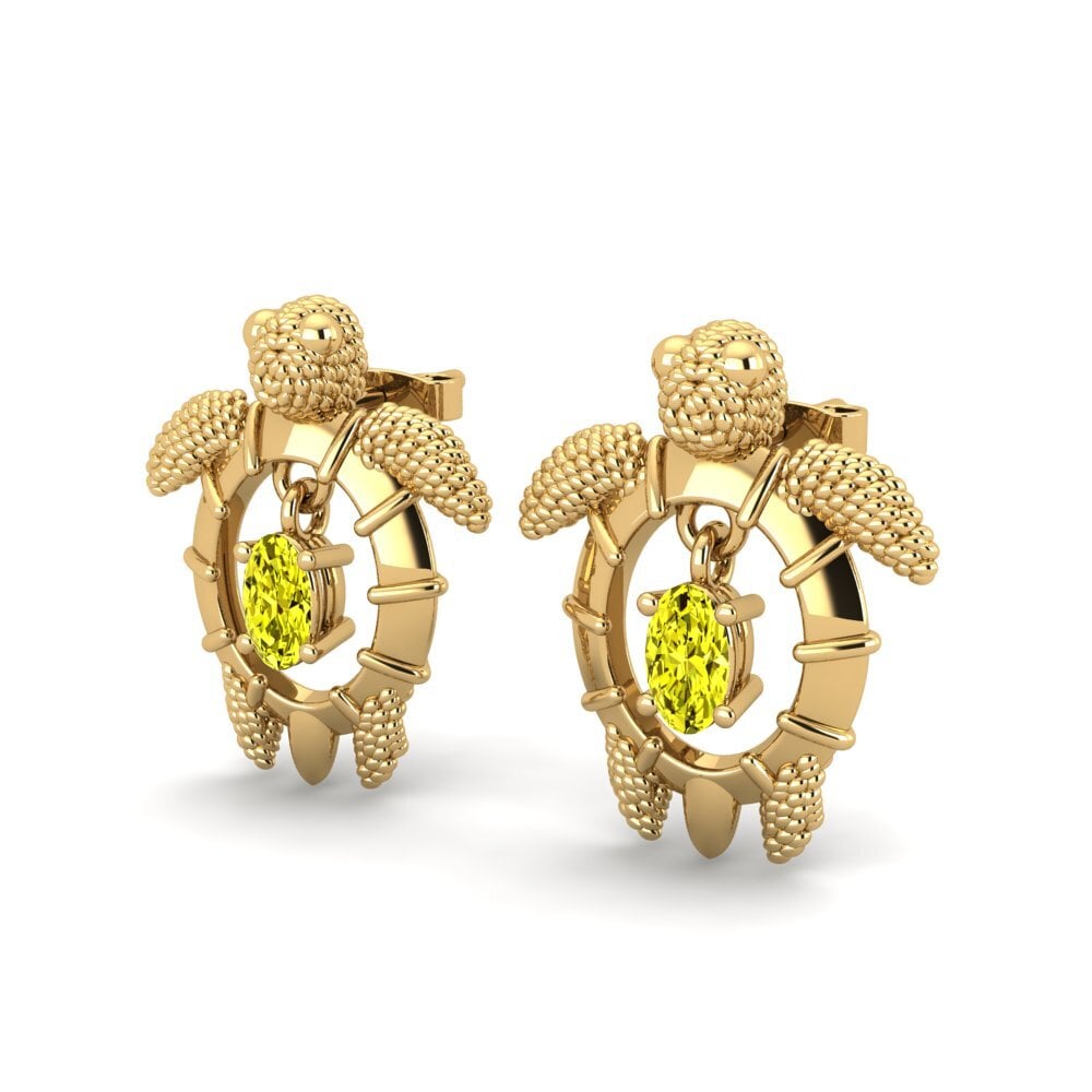 Oval Yellow Diamond Women's Earring Karachi