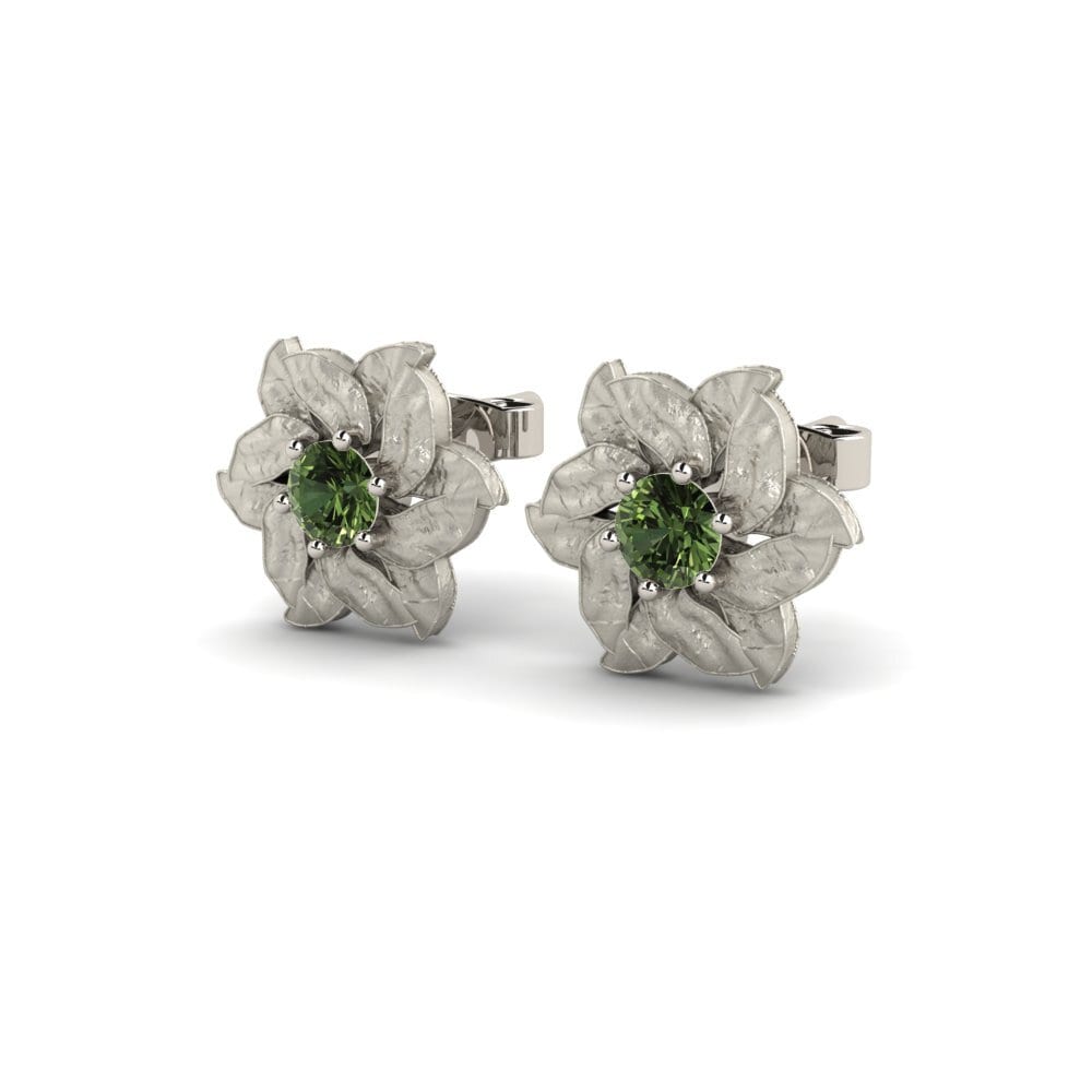 9k Oro Blanco Zafiro Verde Pendiente de mujer Karlet