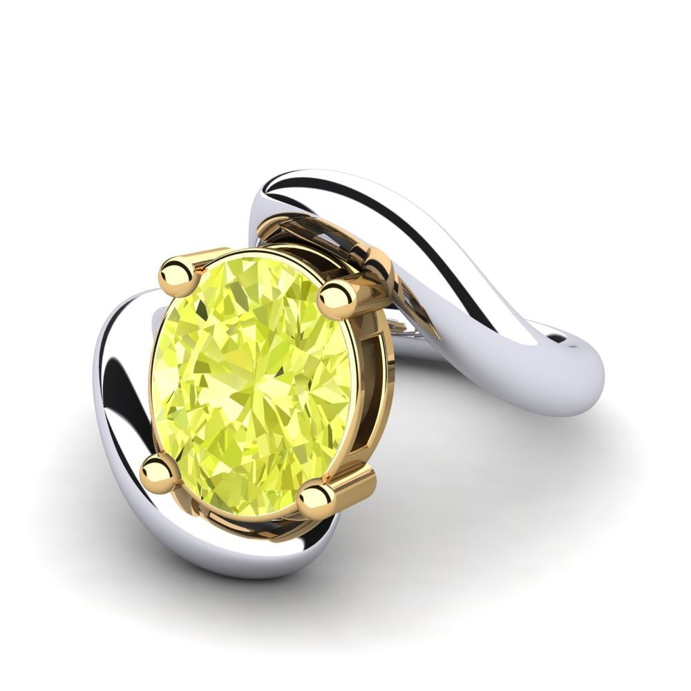 14k Oro Blanco & Amarillo Cuarzo Limón Anillo de compromiso Katalin