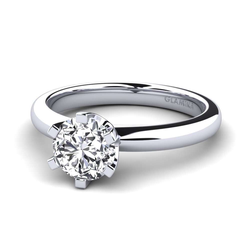 Bague De Fiançailles En Or 14 Carats - Diamant 0,49 Carat Rond Brillant - Taille 54 - Couleur G, Clarté SI1