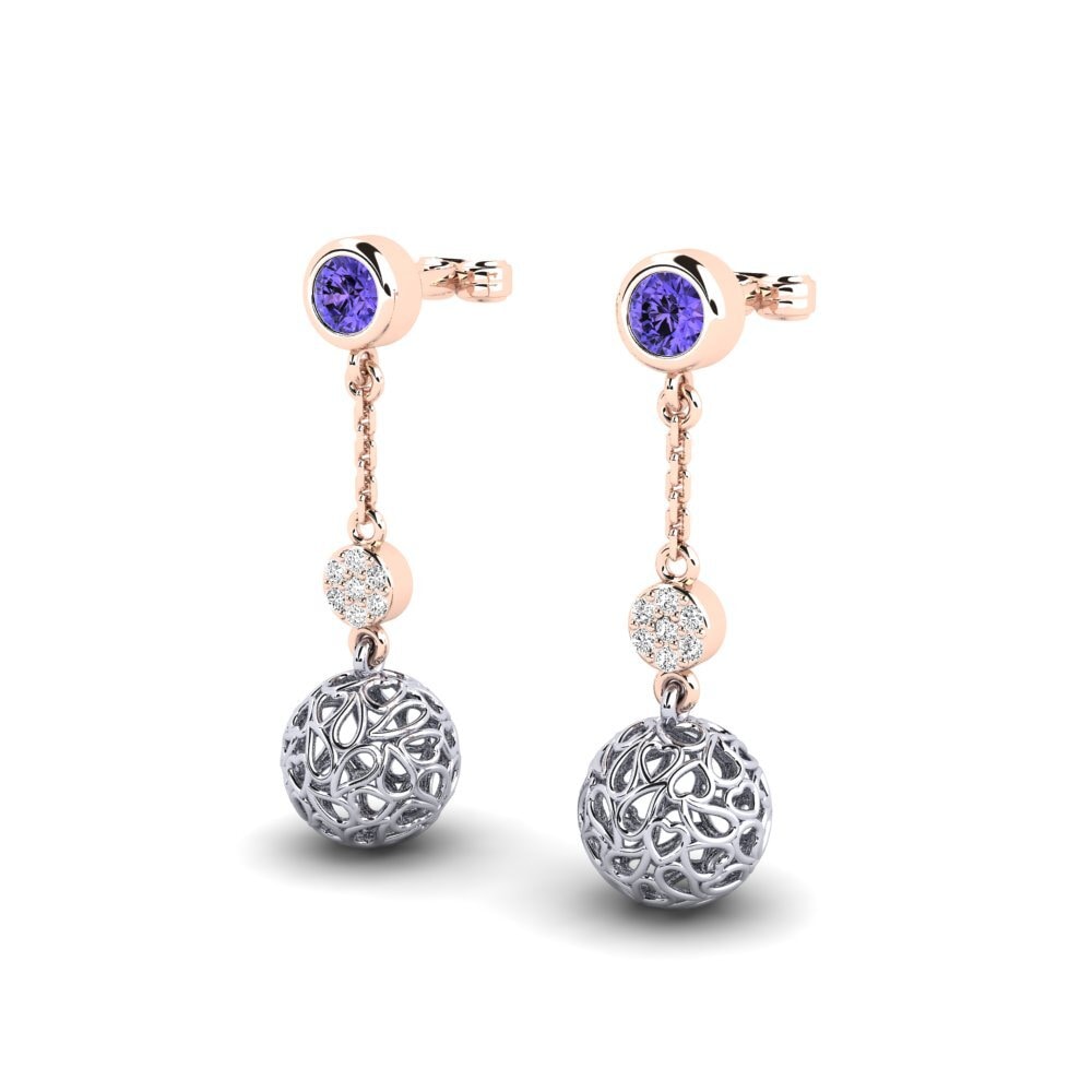 14k Oro Rosa & Blanco Tanzanita Pendiente de mujer Kathern