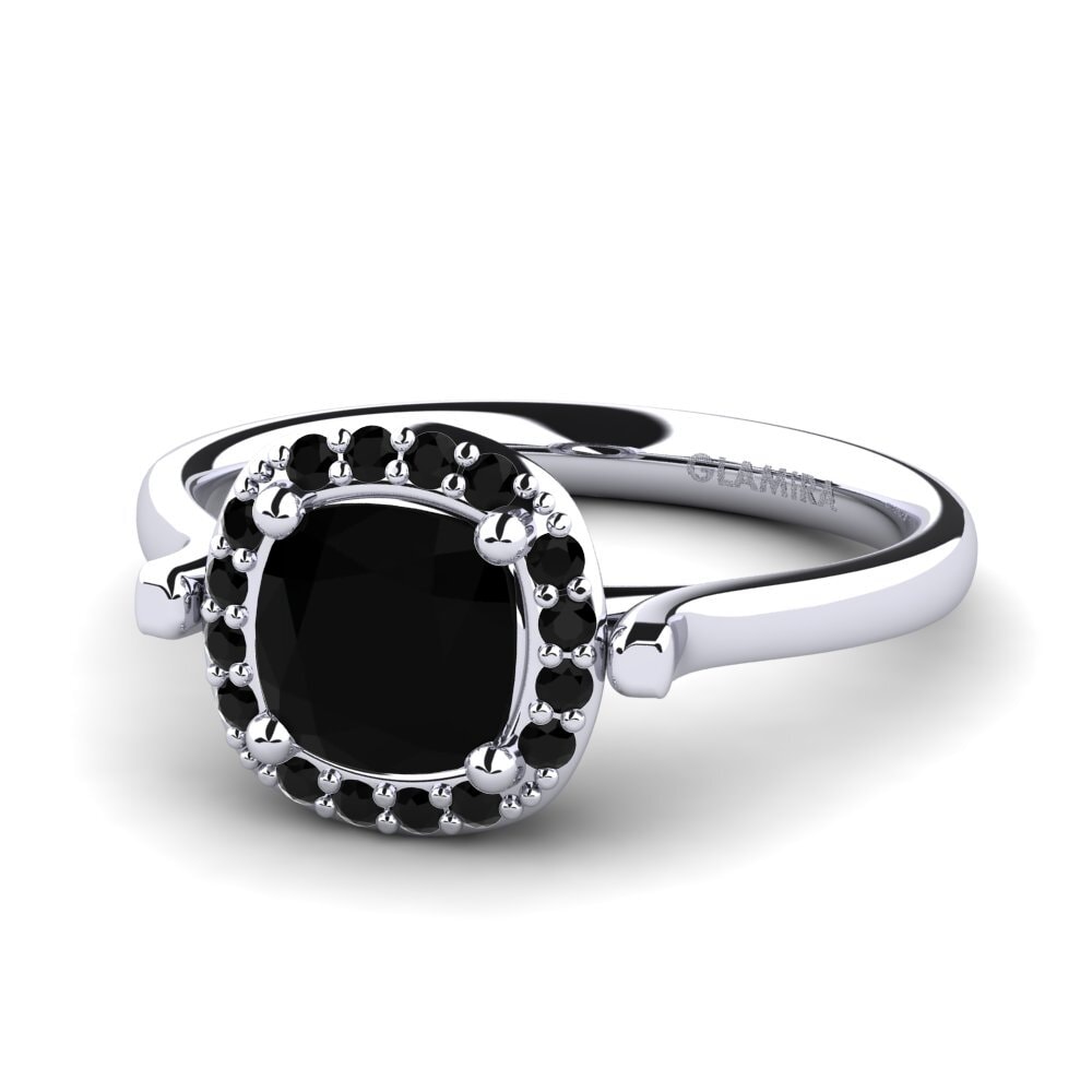 Cushion Black Diamond Engagement Ring Katusha