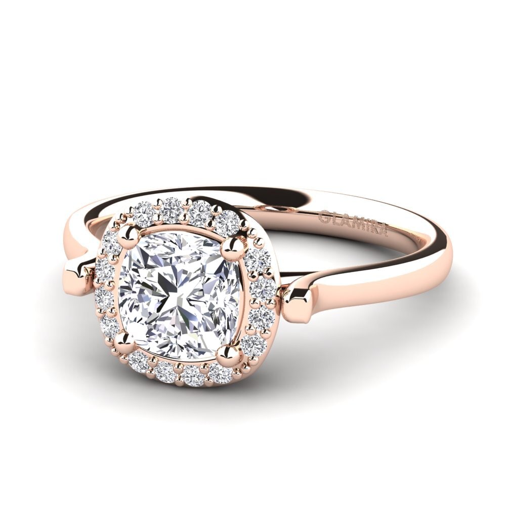 14k Oro Rosa Anillo de compromiso Katusha