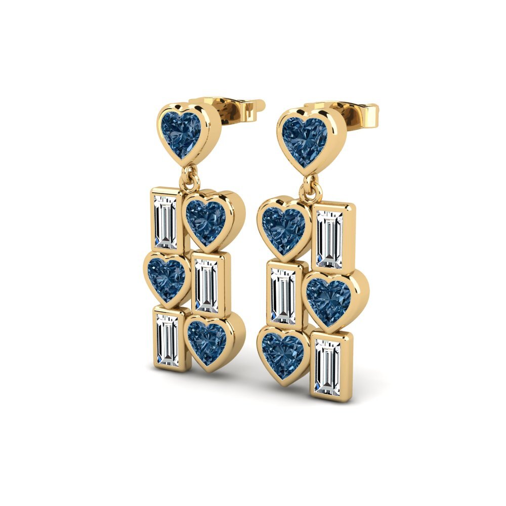 Diamant Bleu Boucle d'oreille femme Kaveri