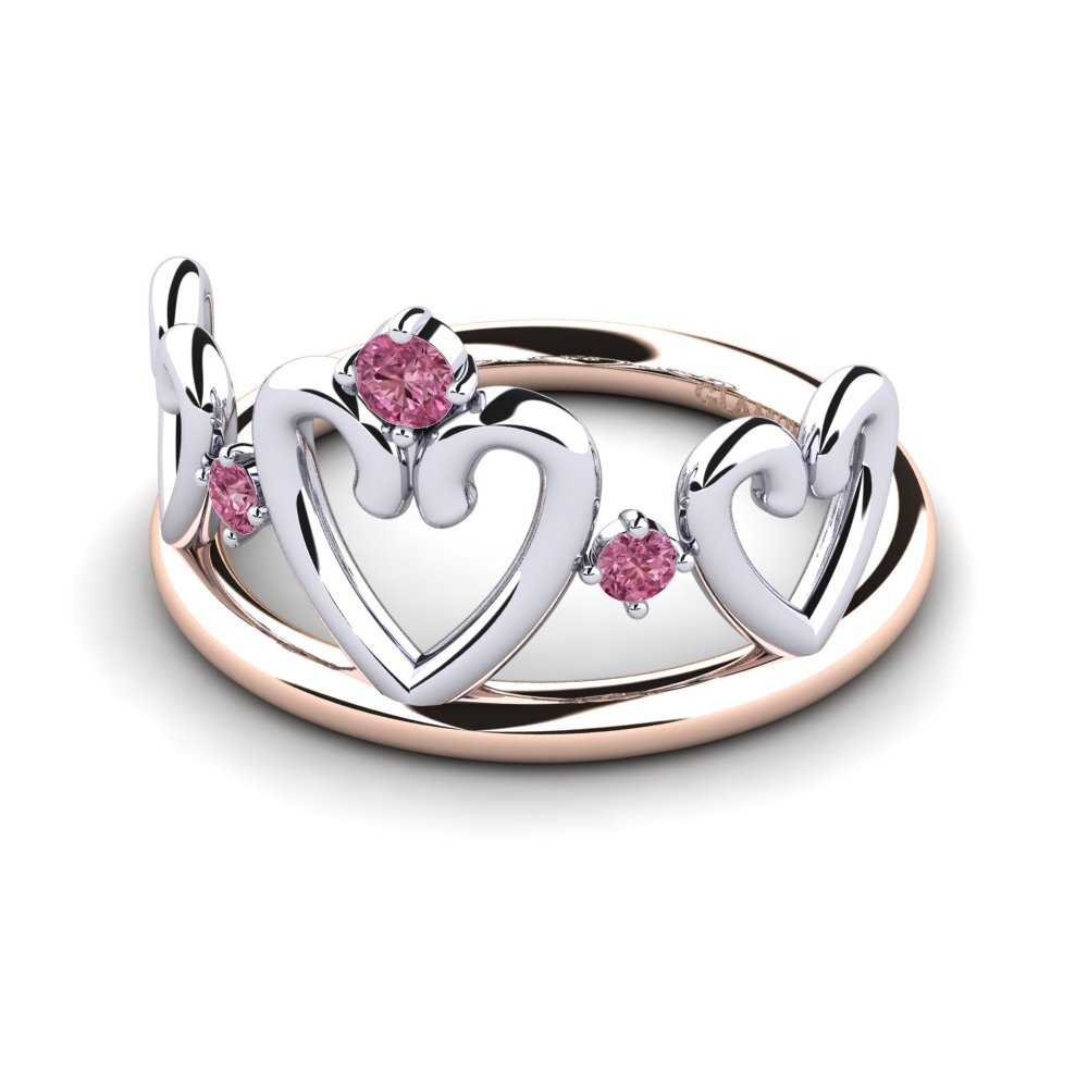 14k Oro Blanco & Rosa Granate Rhodolite Anillo Kavita