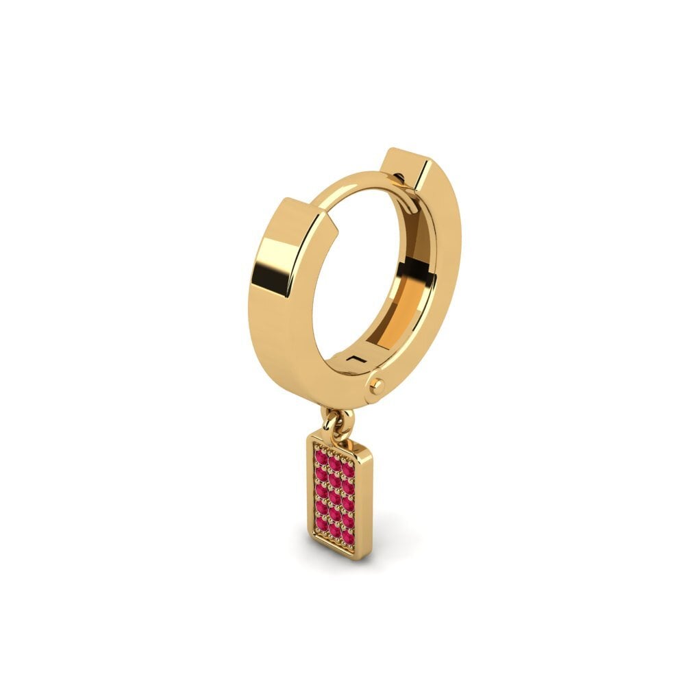 18ct Yellow Gold Ruby Men's Earring Keldeo