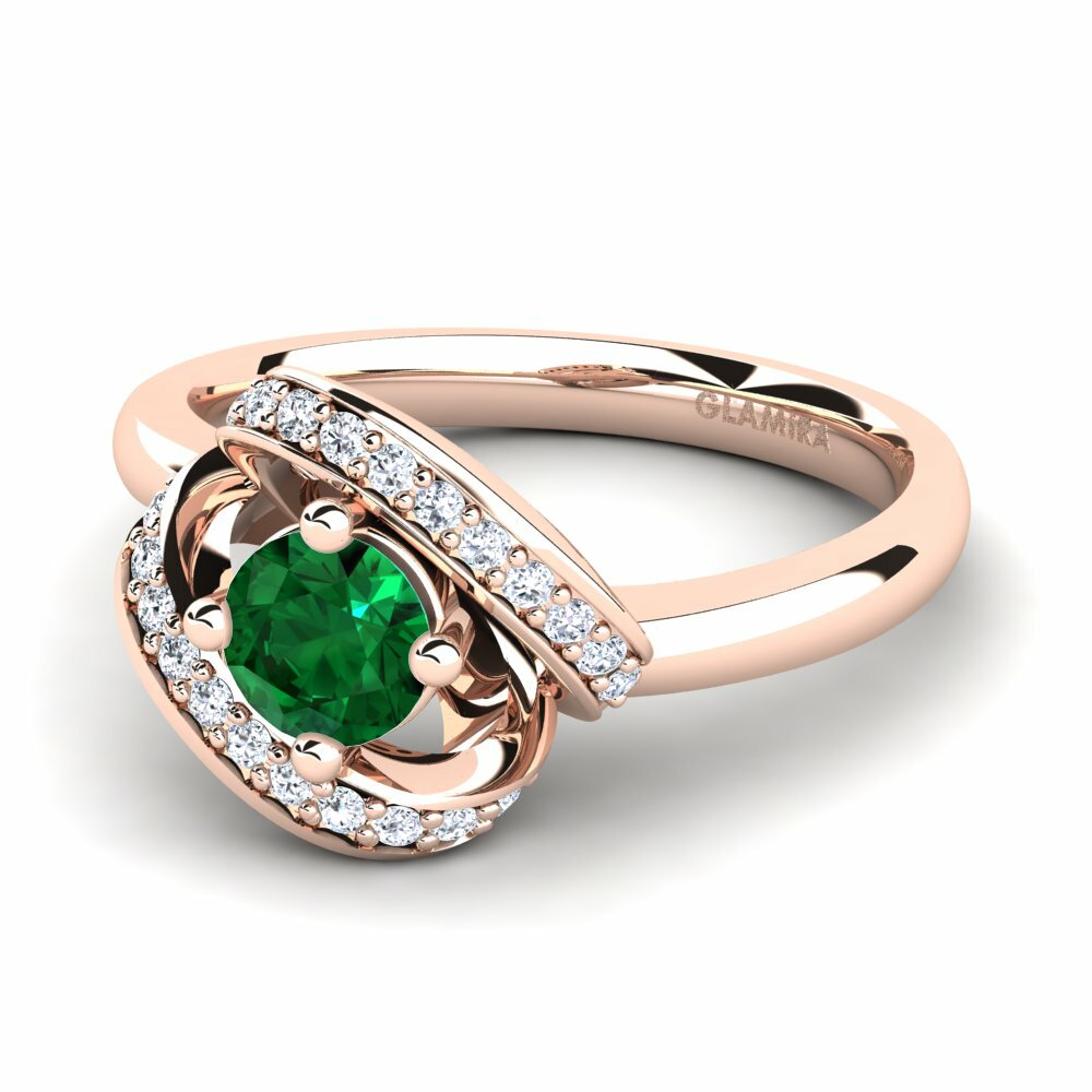 18k Rose Gold Emerald (Lab Created) Engagement Ring Kelly