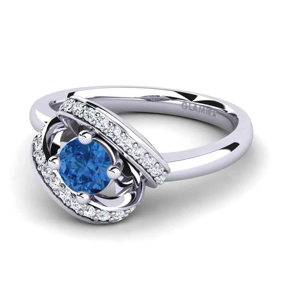 Dark Blue Zirconia Engagement Ring Kelly