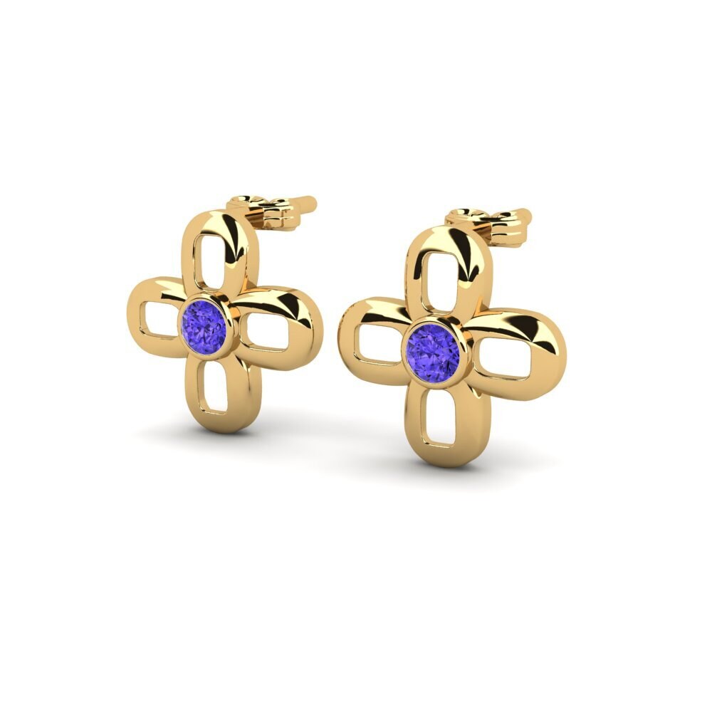 18k Oro Amarillo Tanzanita Pendiente de mujer Kenys
