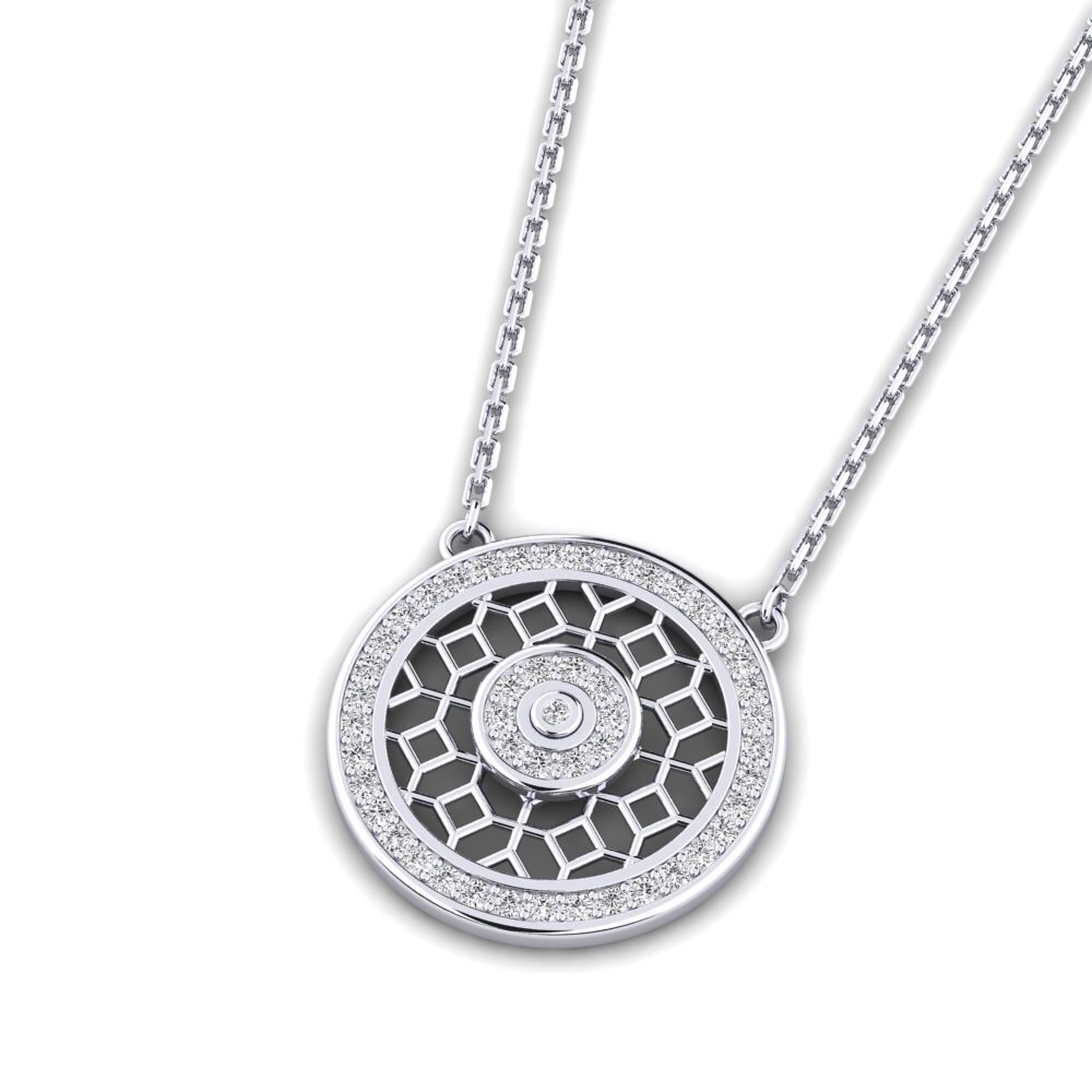 Ciondolo in oro bianco con numero in diamanti 0,04ct G VS