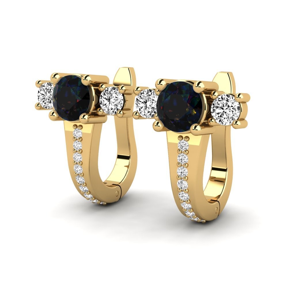 14ct Yellow Gold Black Opal Women's Earring Kerlisha