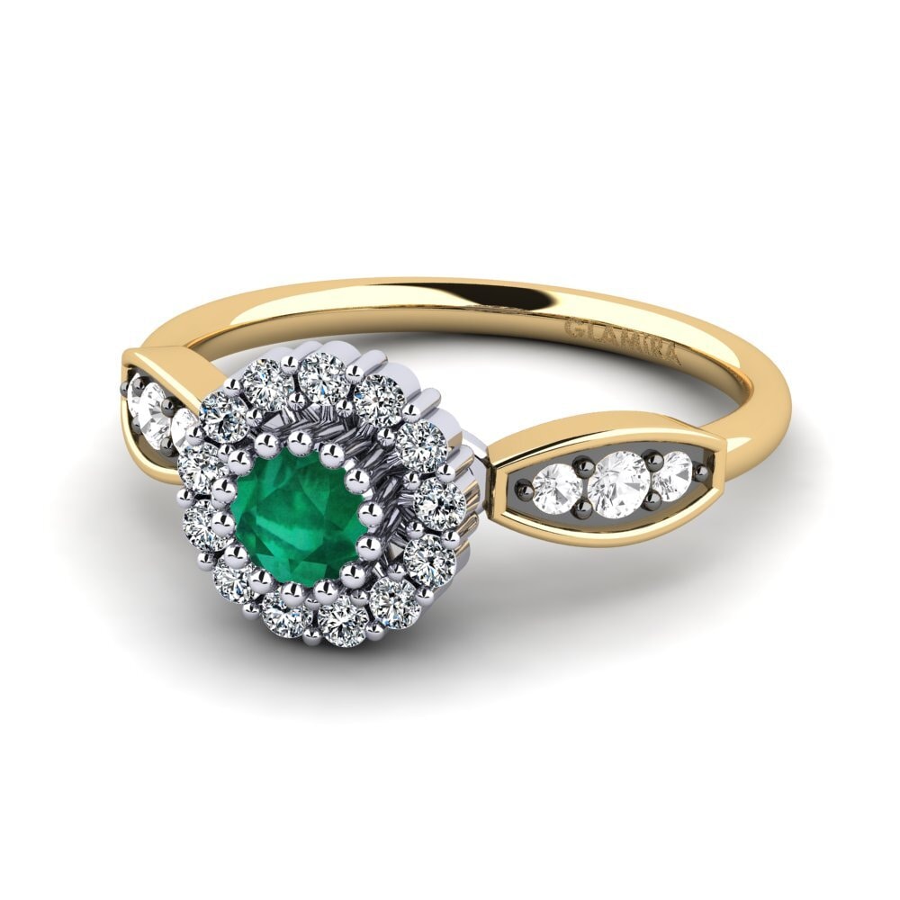 Vàng-Trắng 14K Đá Emerald / Ngọc lục Bảo Nhẫn đính hôn Keturah