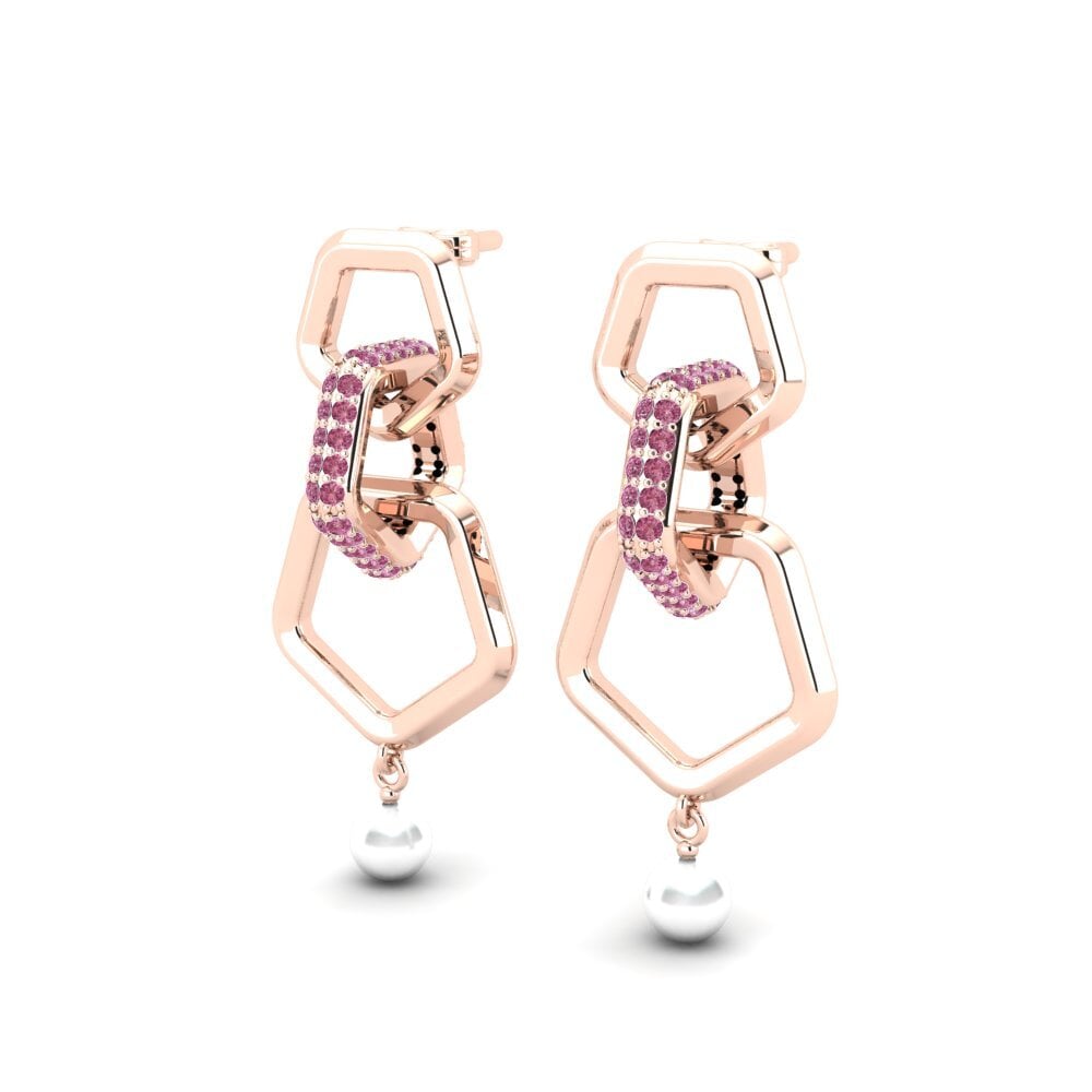 14k Oro Rosa Granate Rhodolite Pendiente de mujer Kifer