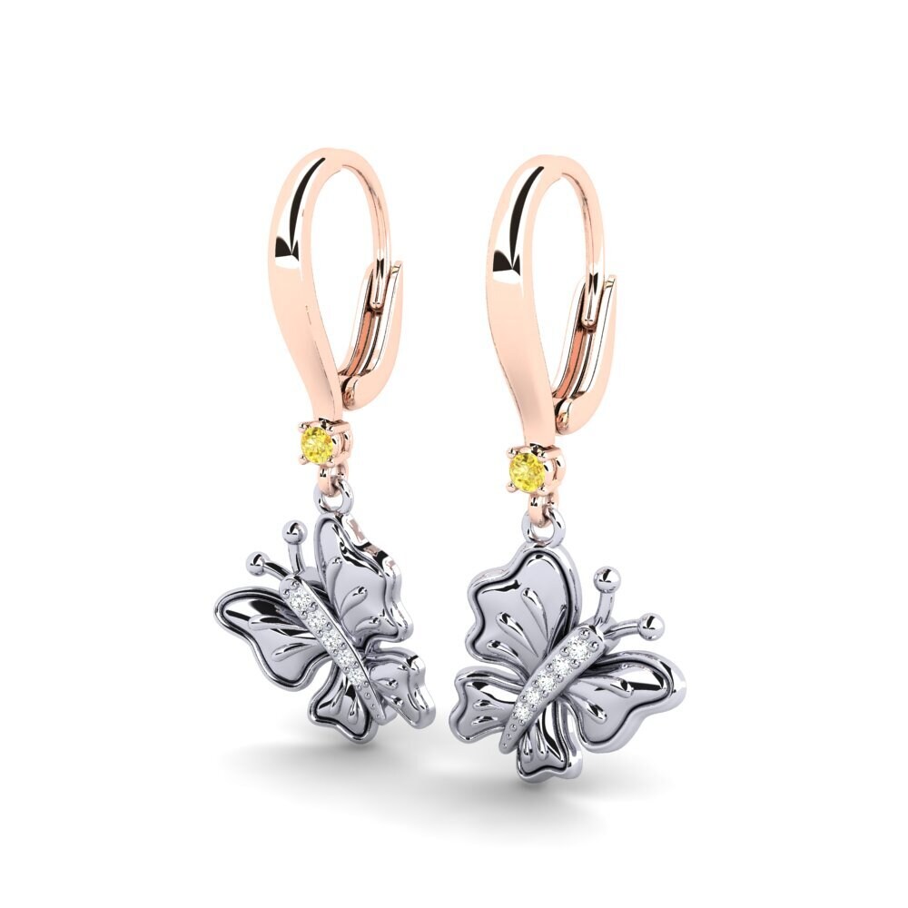 9k Oro Rosa & Blanco Zafiro amarillo Pendiente de mujer Kira