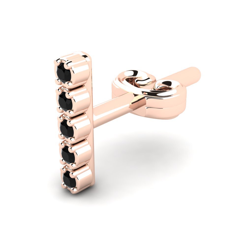 14ct Rose Gold Black Diamond Men's Earring Kittle