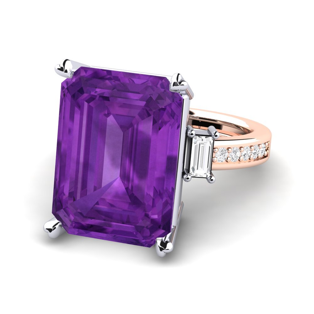 14k Rose & White Gold Amethyst Ring Kitty