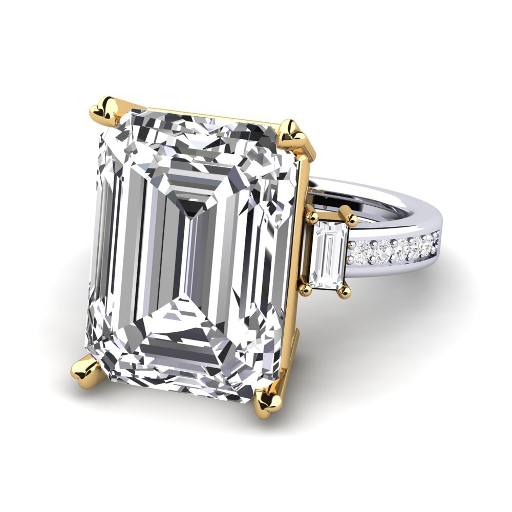 14k Oro Blanco / Amarillo Anillo Kitty