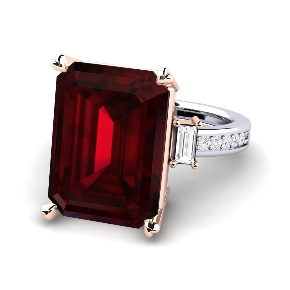 14k White & Rose Gold Garnet Ring Kitty