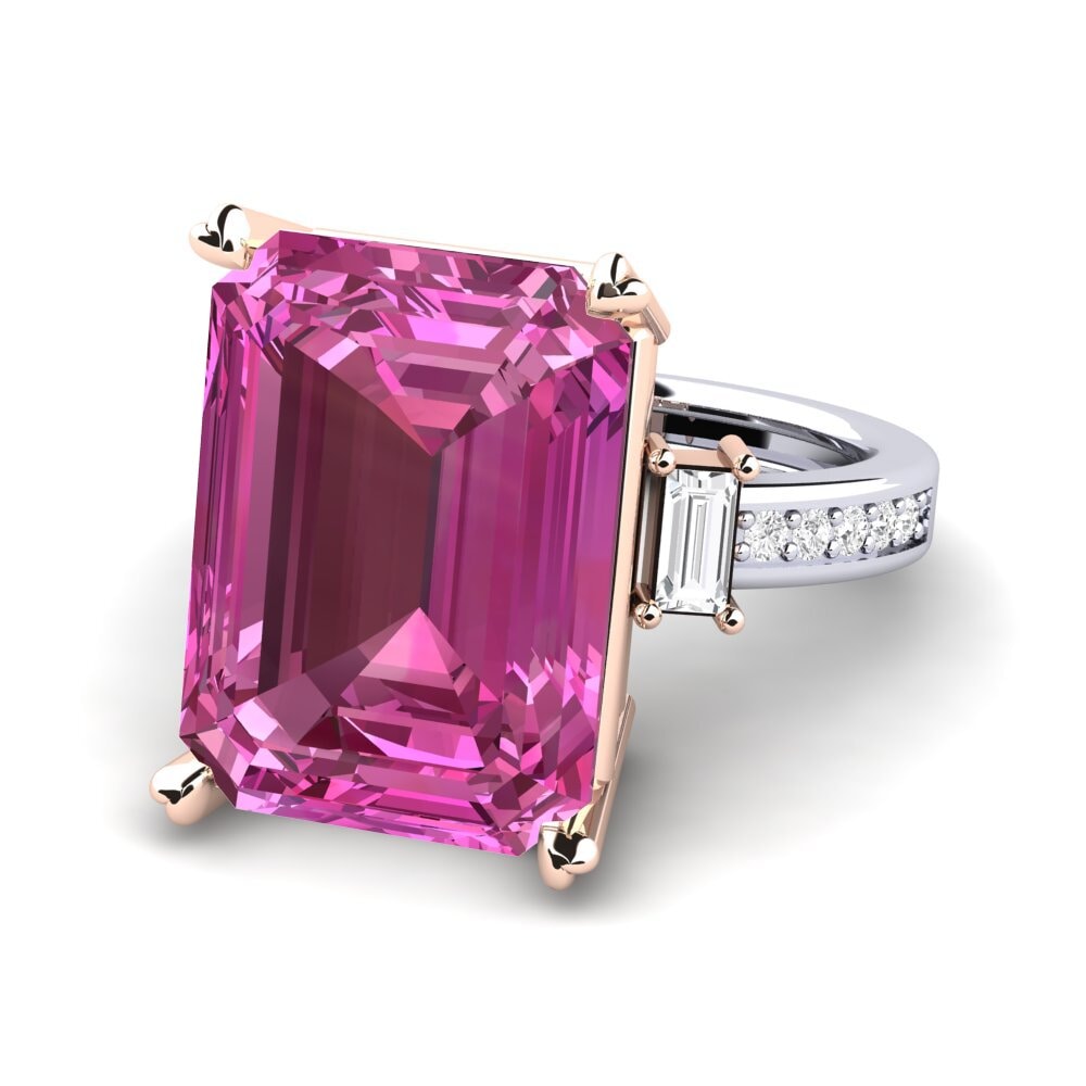 14k White & Rose Gold Pink Topaz Ring Kitty