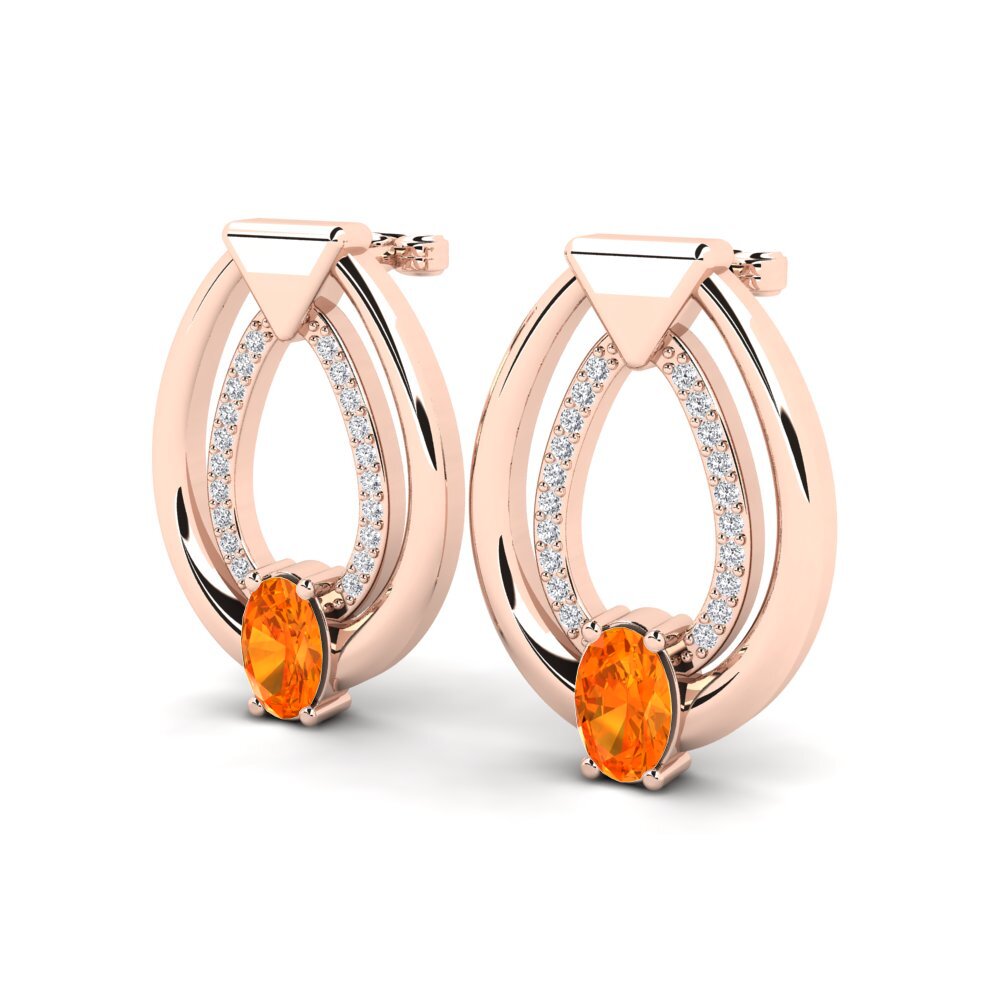 Orangefarbener Saphir Damen ohrring Klara