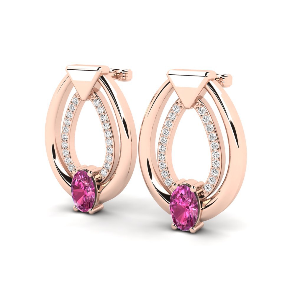 Pembe Topaz Kadın Küpe Klara