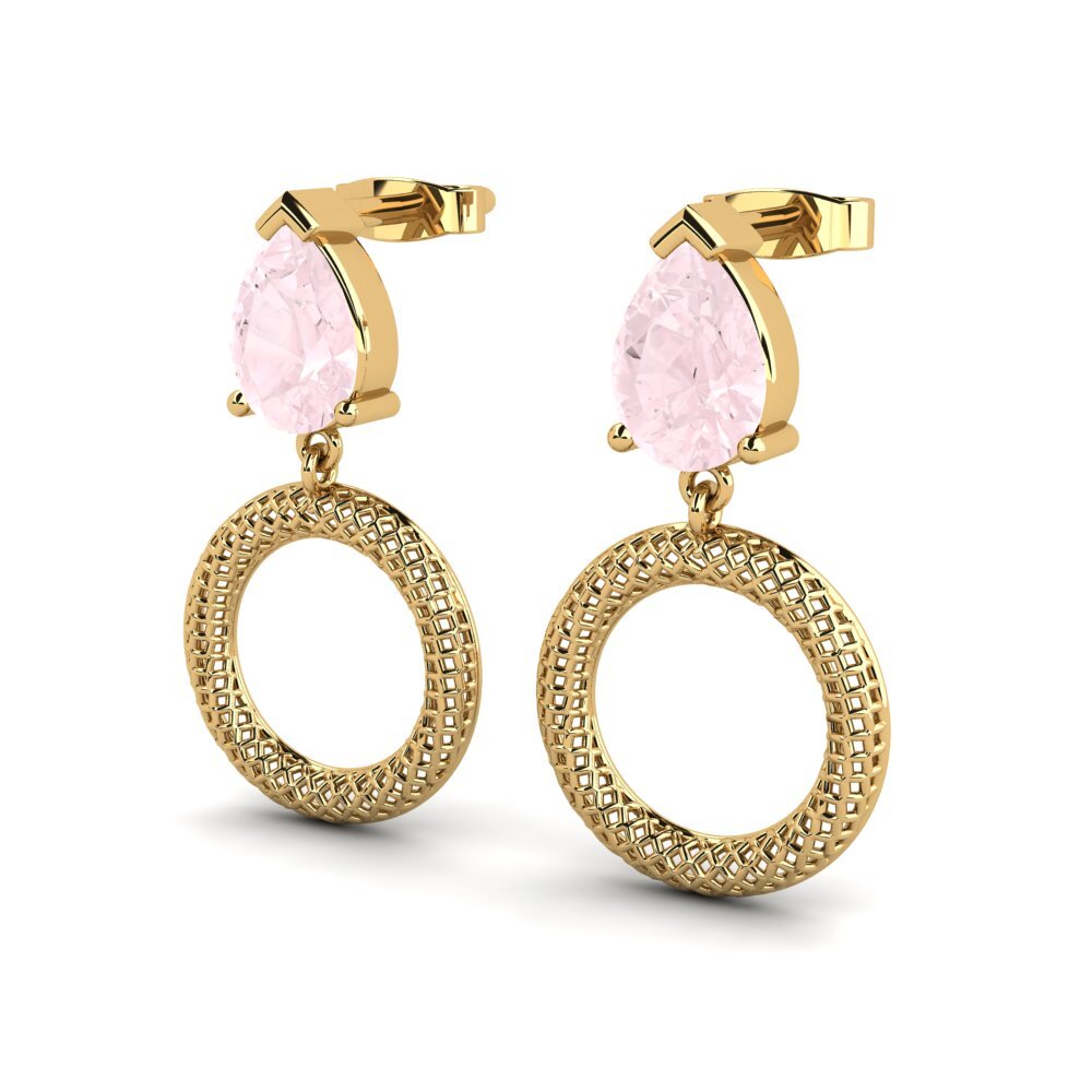 Pear Rose Quartz Women's Earring Klemme