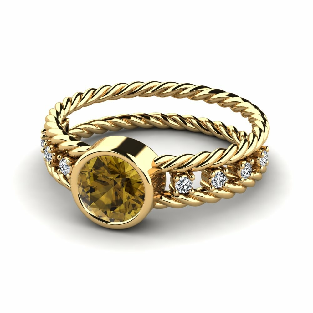 Bagues Or Jaune 18k Zircon Brun Swing