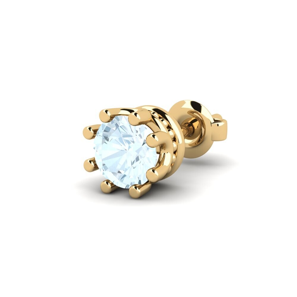 14k Oro Amarillo Aguamarina Men's Earring Kmetov 0.5 ct