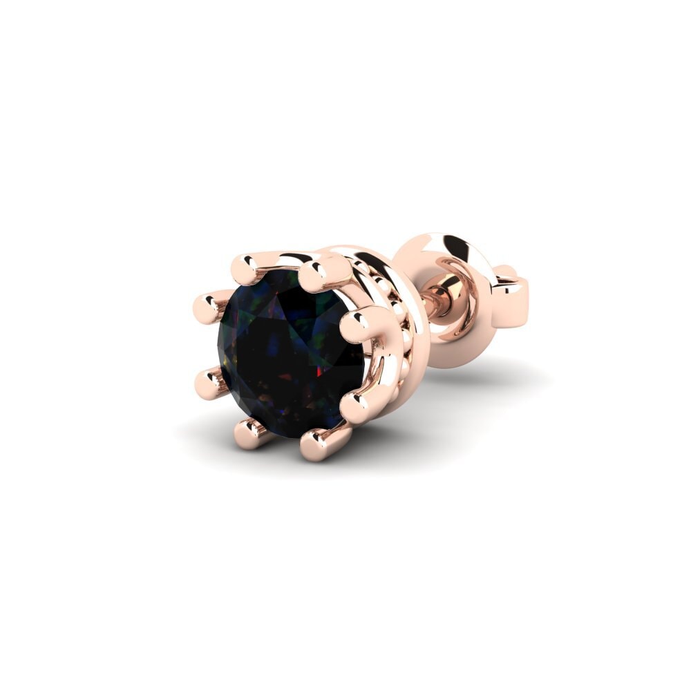 585 Červené zlato Černý opál Men's Earring Kmetov 0.5 ct