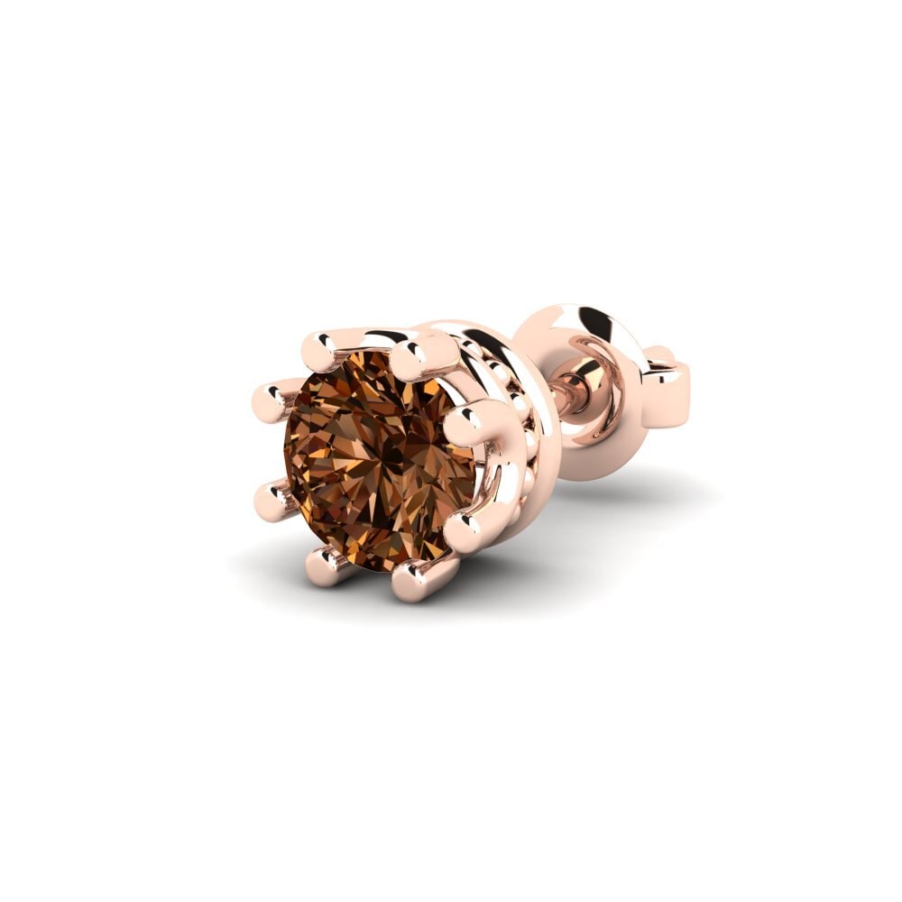 14ct Rose Gold Brown Diamond Men's Earring Kmetov 0.5 ct