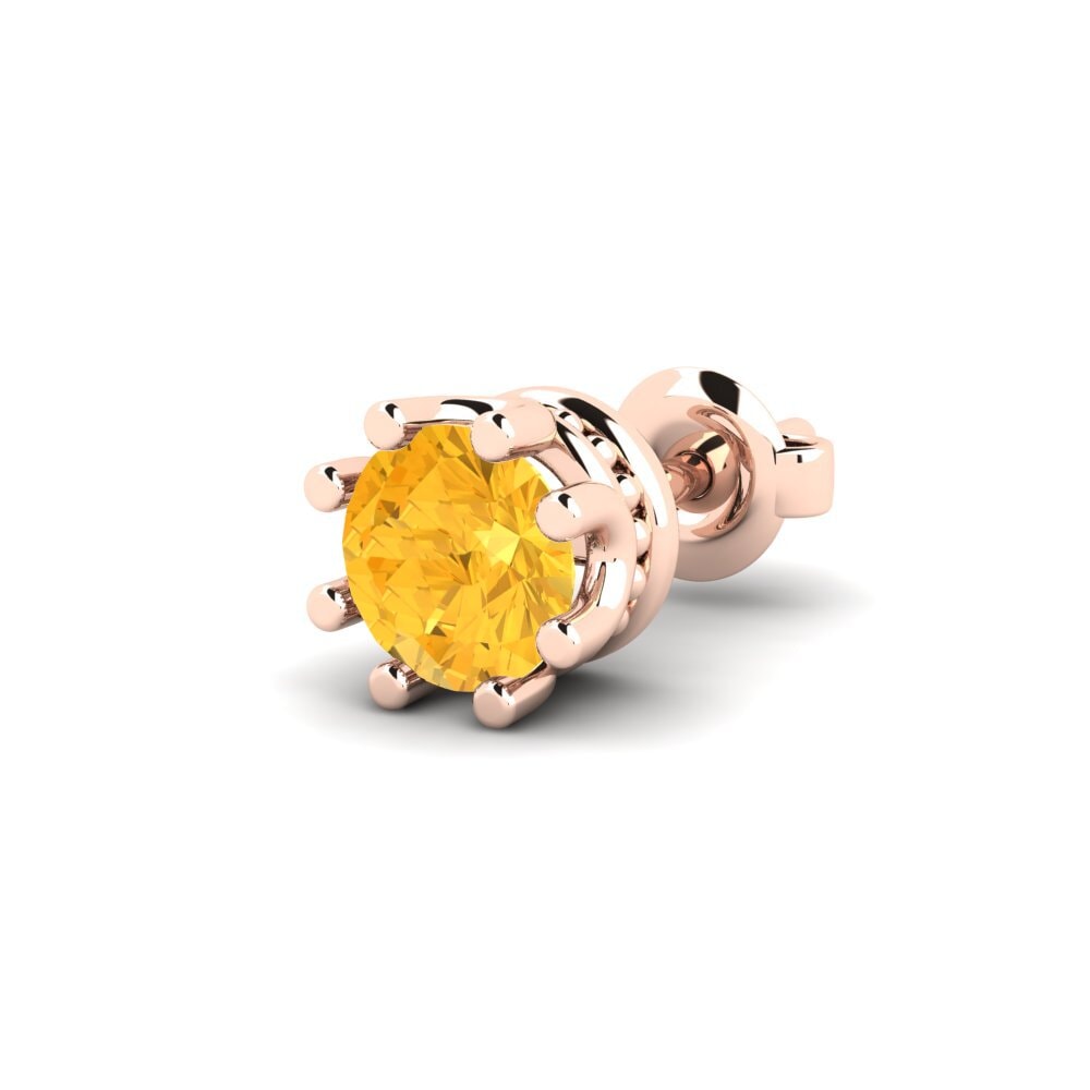585 Červené zlato Citrín Men's Earring Kmetov 0.5 ct