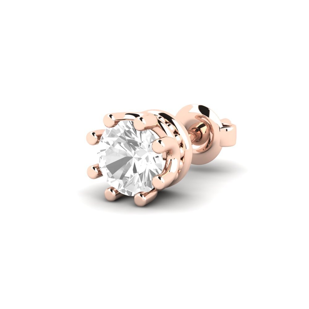 14ct Rose Gold White sapphire Men's Earring Kmetov 0.5 ct