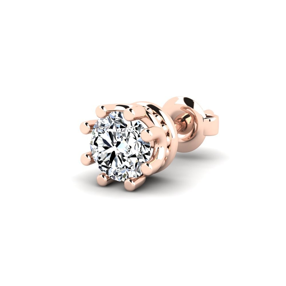 9k Oro Rosa Circonita Men's Earring Kmetov 0.5 ct