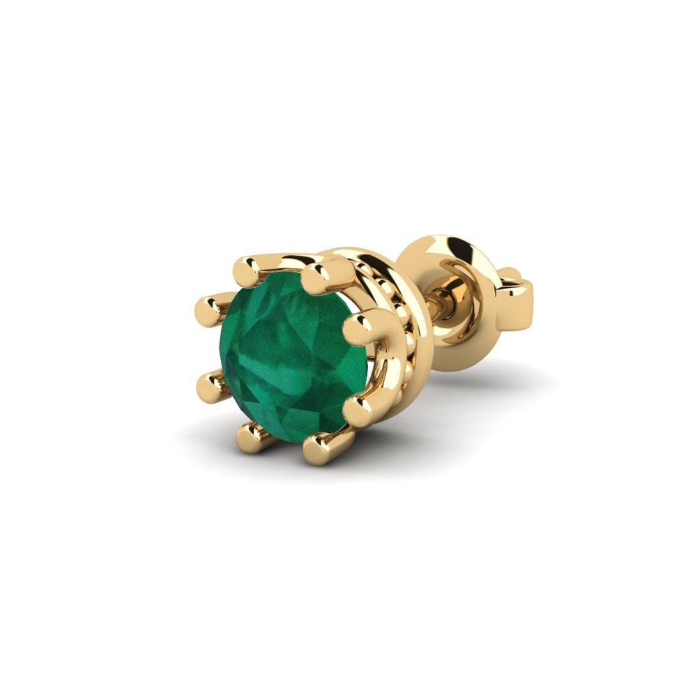 Żółte Złoto 585 Szmaragd Men's Earring Kmetov 0.5 ct