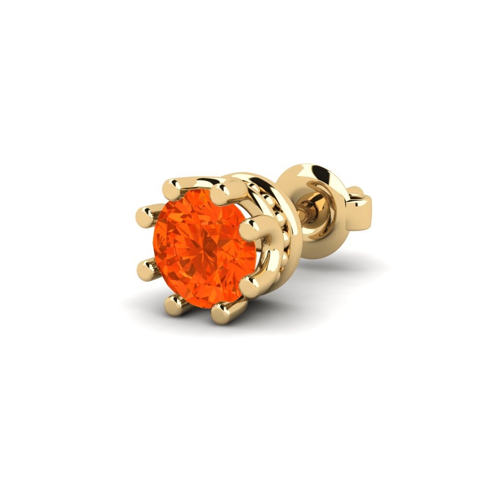 14ct Yellow Gold Fire Opal Men's Earring Kmetov 0.5 ct