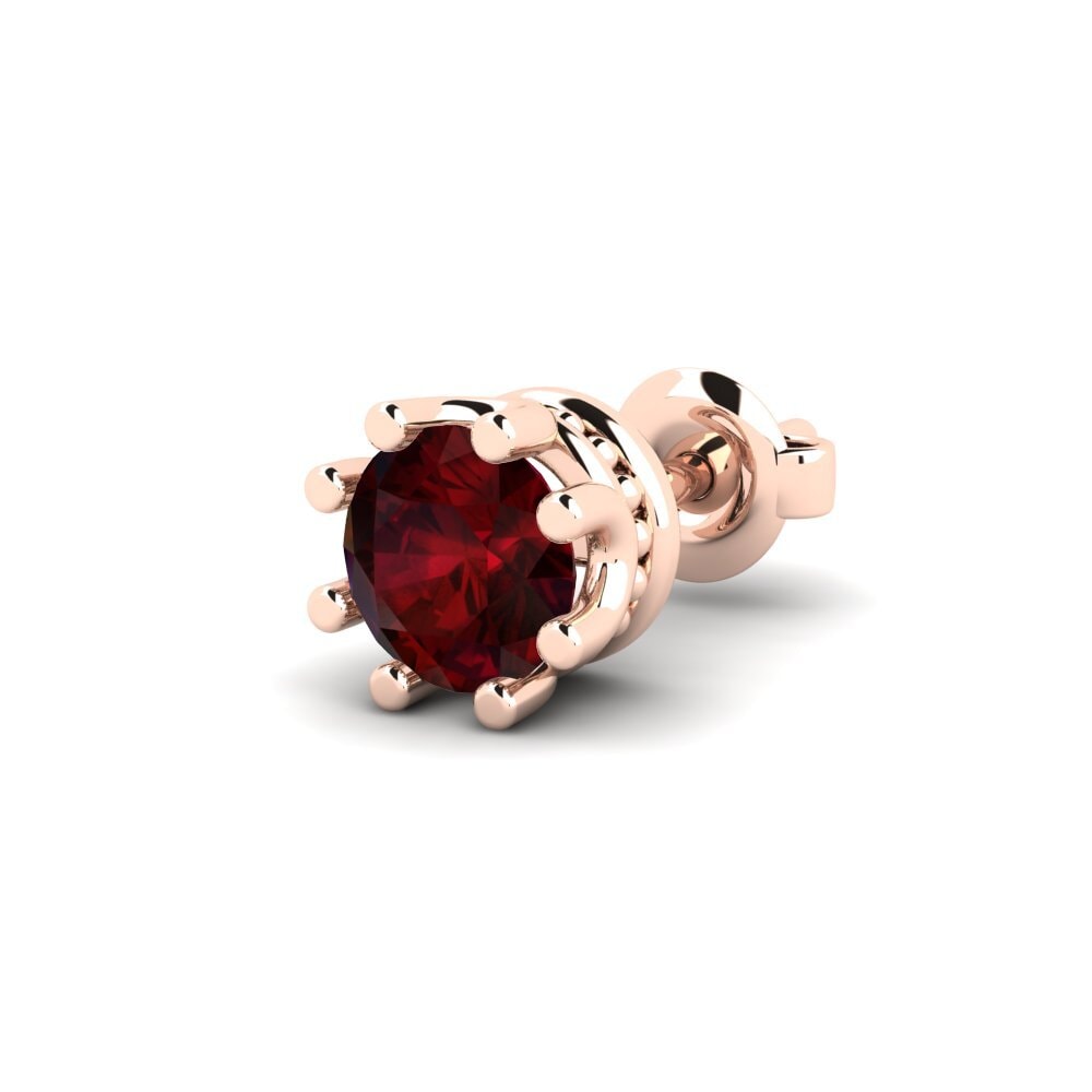 585 Červené zlato Granát Men's Earring Kmetov 0.5 ct