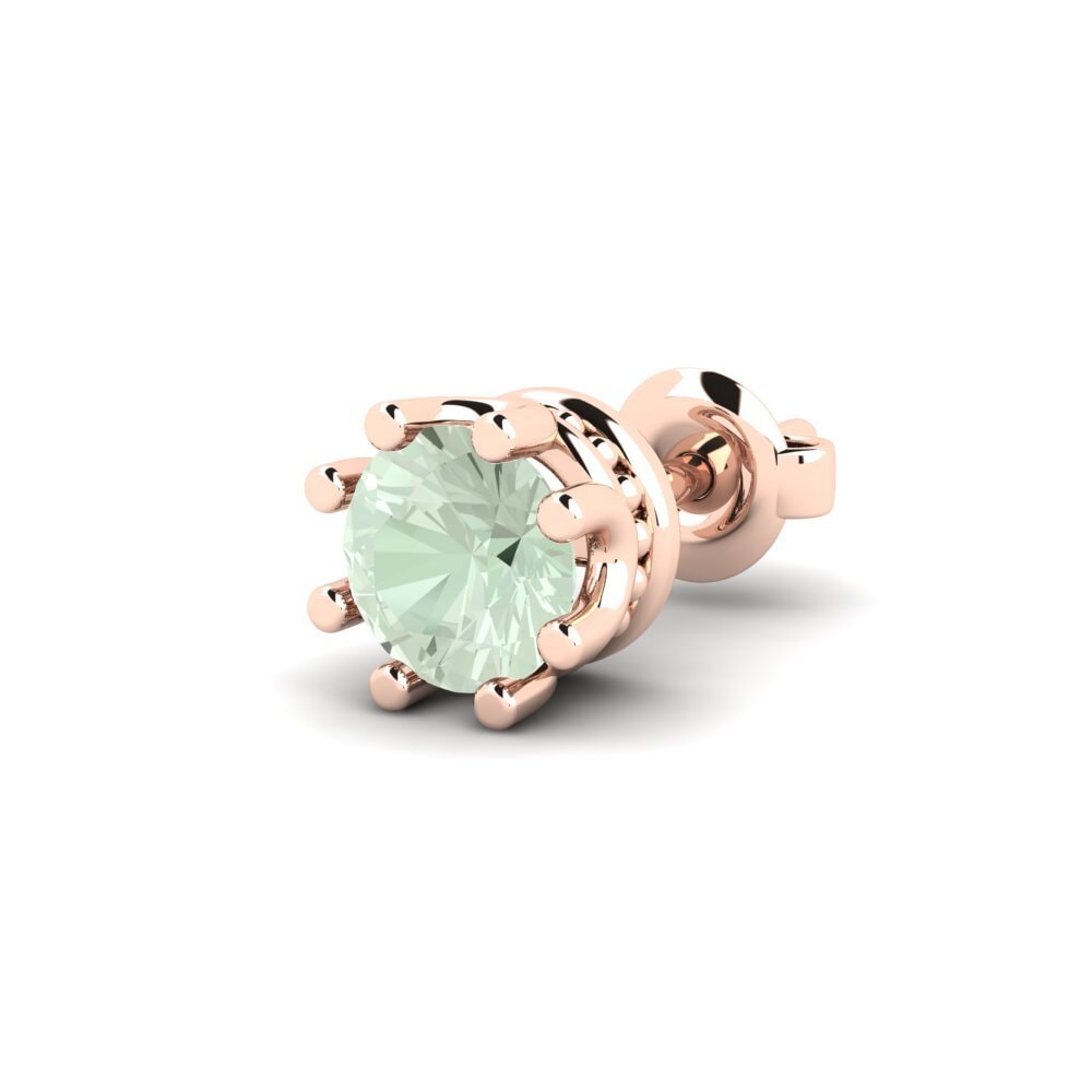 14k Oro Rosa Amatista verde Men's Earring Kmetov 0.5 ct