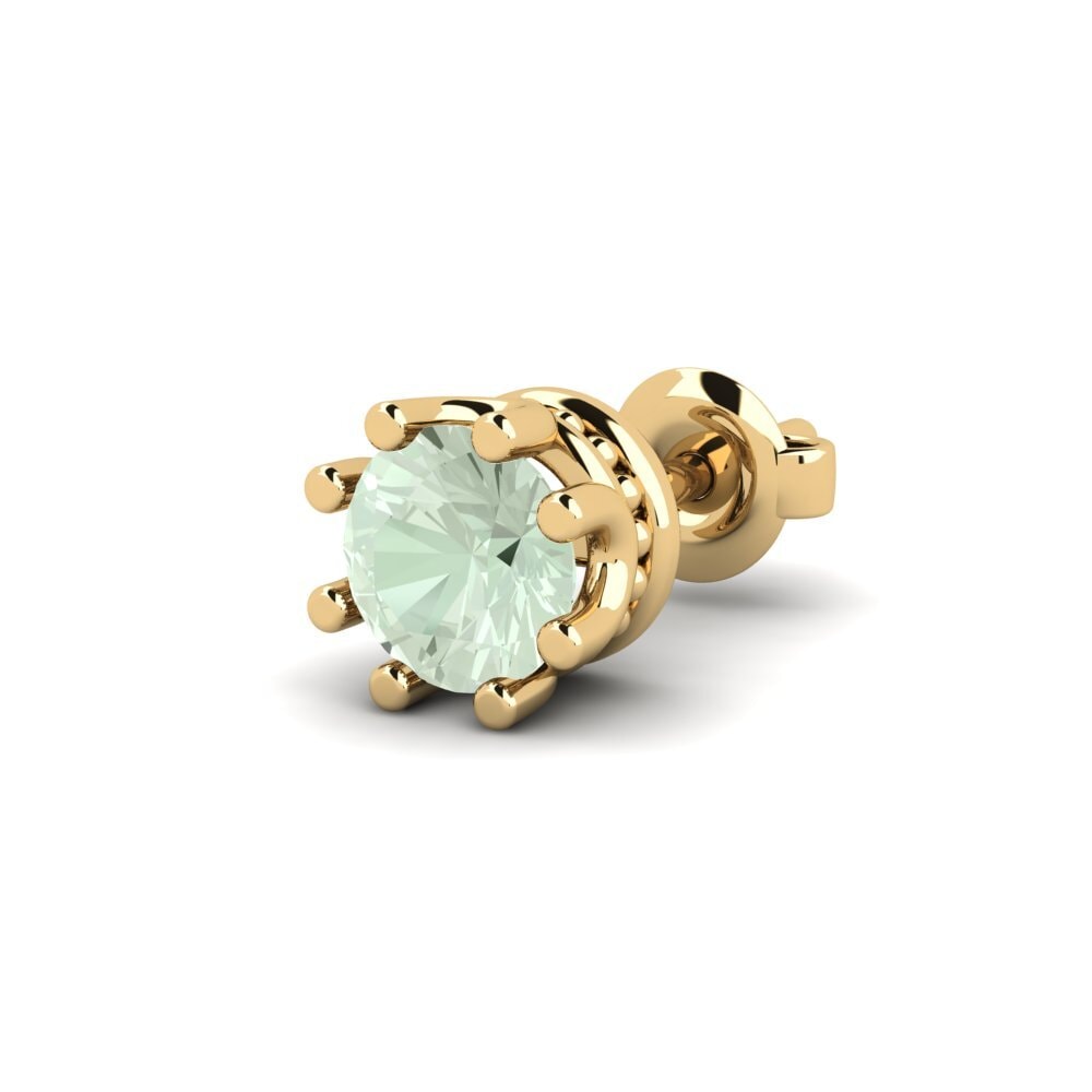 585 Žluté zlato zelený-ametyst Men's Earring Kmetov 0.5 ct