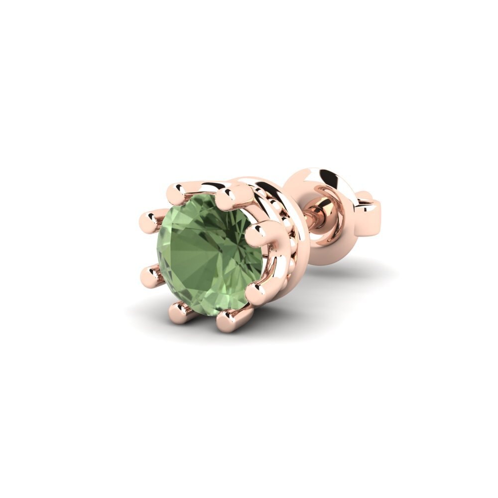 585 Červené zlato Zelený Safír Men's Earring Kmetov 0.5 ct