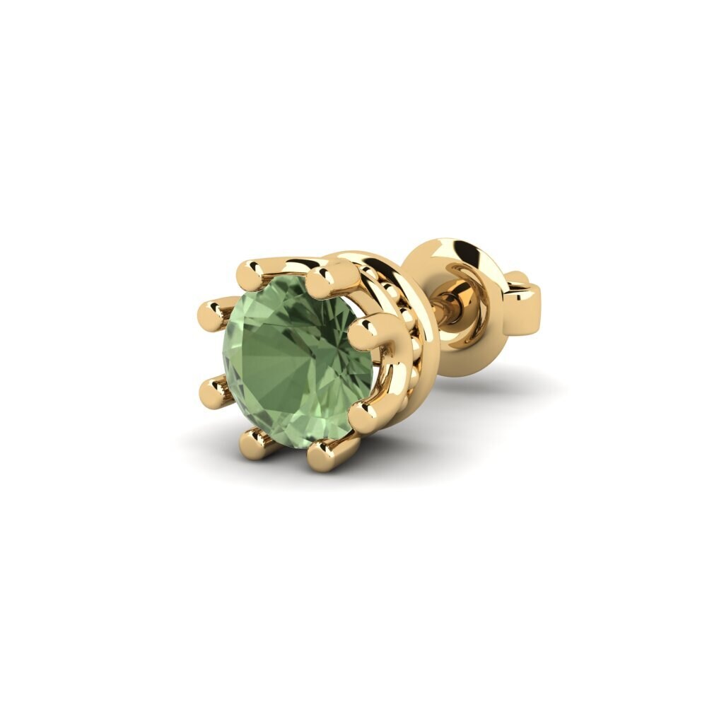 9ct Yellow Gold Green Sapphire Men's Earring Kmetov 0.5 ct